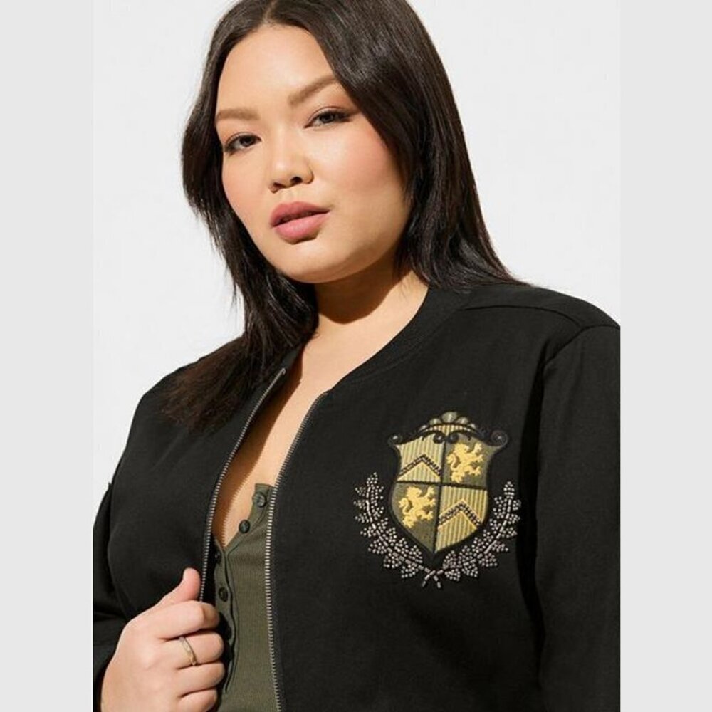 Torrid - Stretch Twill Bomber Jacket in Deep Black​​​​​​